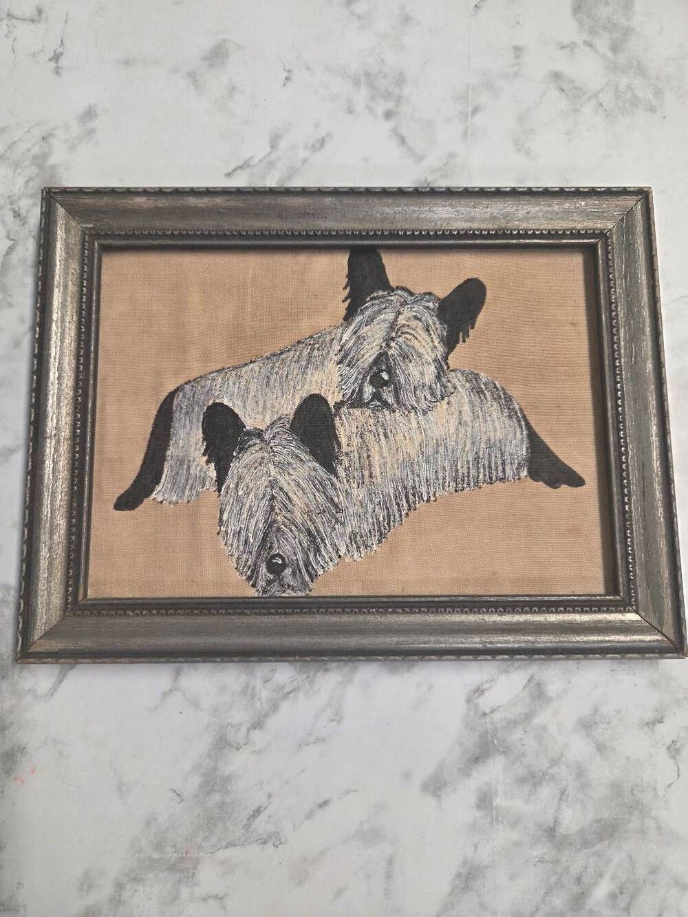 Vintage Handpainted Skye Terrior Dogs